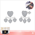 wholesale S925 Silver Hypoallergenic Plated 18k White Gold Two-Way Wear Double Heart Full Moissanite Earrings-0-0
