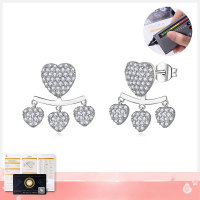 wholesale S925 Silver Hypoallergenic Plated 18k White Gold Two-Way Wear Double Heart Full Moissanite Earrings-White gold (two-way wear)  925 silver