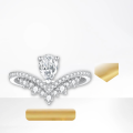 wholesale 18k White Gold Crown Tassel Ring with 048ct Lab-Grown Diamond for Engagement, Real Diamond, White Gold, K Gold, Foreign Trade-0-0