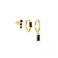 wholesale S925 Sterling Silver Star Geometric Pendant Earring Set With Inlaid Zircon Flower Studs And Hoops-3-piece set Gold#2 925 silver