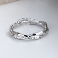 wholesale S925 Sterling Silver Irregular Korean-Japanese Style Cross Twisted Open Ring Ins Versatile Stackable Ring for Women-0-2
