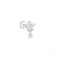 wholesale S925 Sterling Silver With White Gold Plating, Daily Wear Flat Back Threaded Ear Bone Stud Featuring Zircon Accents-Single platinum #2