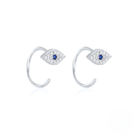 wholesale 925 Sterling Silver Evil Eye Blue Eye Earrings With Rhinestones-Platinum