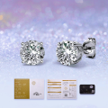 wholesale S925 Sterling Silver Classic Four-Prong Stud Earrings with Moissanite (01/03/05/1/2/3 Carat) for Men and Women-0-1
