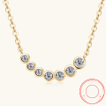 wholesale Sterling Silver Light Luxury Style New Fashion Minimalist Moissanite Pendant Seven Princess Smile Necklace for Women Collarbone Chain Jewelry-0-0