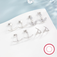 wholesale 925 Sterling Silver Minimalist Stud Earrings with High-End Niche Design, Cross-Border Hot-Sell French Diamond-Inlaid Smile Bar Earrings-Style 1 925 silver