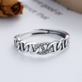 wholesale S925 Sterling Silver European and American Retro Interlocking Chain Open-End Fashion Unisex Ring-0-1