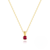 wholesale S925 Sterling Silver Geometric Birthstone Pendant Necklace With Zircons, Ins Style Daily Wear, In Stock Gift-Gold-Deep Garnet Red 925 Silver