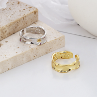 wholesale S925 Sterling Silver Pink Zircon Accented Creative Irregular Open Ring Minimalist Luxury Index Finger Ring-D196/Gold color Approx. 3.4g &gt; Opening adjustable