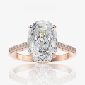 wholesale Rose Gold Plated 925 Silver Simulated Diamond Oval 9*13 Ice Flower Cut Diamond Cut 4 Carat Ring-0-0