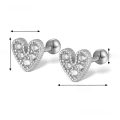 wholesale S925 Sterling Silver Zircon Heart Stud Earrings, Minimalist Design, High-End Screw Ear Bone Earrings-0-6