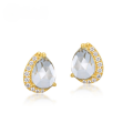 wholesale S925 Silver New Fashionable and Elegant Teardrop-shaped Topaz Ear Studs, Small Batch Live Streaming Wholesale-0-0