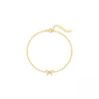 wholesale S925 Sterling Silver Minimalist Bow Paperclip Chain Bracelet, An Ins-style-Gold 925 silver