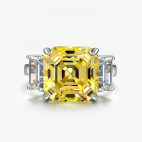 wholesale S925 Silver, Shi Pei New European and American Style 7ct Pyramid 12*12 High Carbon Diamond Ring, Elegant and Sophisticated Wedding Ring for Women-Pink 12*12; H67【R-0865】 No. 7