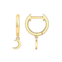 wholesale S925 Sterling Silver Dagger Cross Earrings With Evil Eye, Star, And Moon Pendant Hoop-Gold #1-Moon 925 Silver
