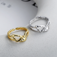 wholesale S925 Sterling Silver Irregular Double-Layer Triangle Open Ring, Ins Korean Style Minimalist Personality Ring for Women-DJ1059/white gold about 2.95g &gt; opening adjustable