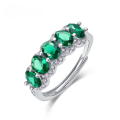 wholesale S925 Sterling Silver Wholesale Elegant and Luxurious Synthetic Emerald Ring for Women, Simple and Stylish Stackable Ring-0-0