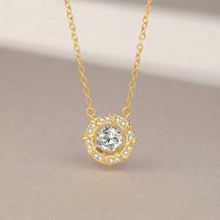 wholesale Metal material cross-border source moissanite necklace women's European and American light luxury style fashion inlaid diamond collarbone chain pendant live broadcast-005320-Moissanite 6mm-with certificate 925 silver