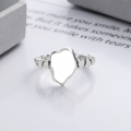 wholesale S925 Sterling Silver Korean-style Creative Small Square Ring Holder Irregular Shape English Niche Trend Open Ring-0-1