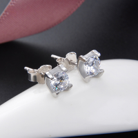 wholesale S925 Silver Fashionable Light Luxury Four-Prong Diamond-Studded Earrings for Women, Elegant Zircon Earrings, Factory Wholesale and Dropshipping-Earrings-Not with Tremella Plugs 925 Silver