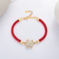 wholesale S925 Silver Yun Chao Xuan Fashion Red Rope Cute Dragon Hetian Jade Zodiac Birth Year Creative Chinese Style Bracelet Anklet-0-2