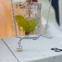 wholesale 999 Silver Pearl Tassel Interweave Necklace for Women, Fashion Ins Style, Minimalist Design, Small and Simple Collarbone Chain-Pure Silver Interwoven Pearl Necklace Pure Silver