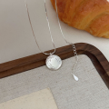 wholesale S925 Silver Round Plate English Letter Snake Chain Necklace Women Korean Stall Goods Light Luxury Versatile Niche Collarbone Chain-0-4