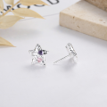 wholesale S925 Sterling Silver Small Fresh Creative Geometric Zircon Inlaid Colorful Design Niche Fashion Earrings for Women-0-2
