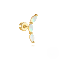 wholesale S925 Sterling Silver Moon Heart Opal Cylinder Threaded Ear Cartilage Stud,。-Single gold #6