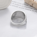 wholesale S925 Sterling Silver Retro Vintage Style Auspicious Pattern Embossed Wide Adjustable Ring with "Attract Wealth and Treasure" Motif-0-2