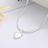 wholesale S925 Sterling Silver Korean-style Wide Heart Snake Chain Fashion Trendy Ins-style Versatile Women's Choker Necklace-YL534M/approx. 9.5g 925 silver