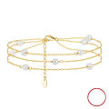 wholesale S925 Sterling Silver Cloud-Pull Jewelry Ankle Chain, Three-Layer Stackable, Natural Baroque Pearl, Vintage Elegance, Wholesale-0-0