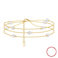 wholesale S925 Sterling Silver Cloud-Pull Jewelry Ankle Chain, Three-Layer Stackable, Natural Baroque Pearl, Vintage Elegance, Wholesale-White gold + natural baroque pearls  925 silver