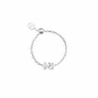 wholesale S925 Sterling Silver Adjustable Open Ring With Simulated Zirconia, Ins Chain Design For Women-Platinum egg-shaped Adjustable opening