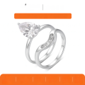 wholesale S925 Silver Two-Piece Set Moissanite Ring with Pear-Shaped Center Stone, Best-Selling Ring Set for Independent Websites, Wholesale-0-0
