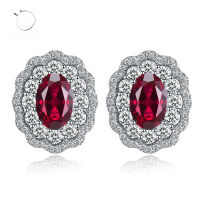 wholesale S925 Silver Jewelry Small Fragrance Style Inlaid 6*9 Oval Pigeon Blood RedLuxury Style Fashion Versatile-E111 Red Diamond 925 Silver