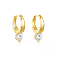 wholesale S925 Sterling Silver Round Zircon Earrings For Women, Fashionable And Versatile, Elegant And Luxurious Style, Hypoallergenic For Sensitive Ears-Gold 925 silver