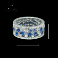 wholesale 925 Silver Gold-Plated Ring with High-Carbon Diamond and GRC Lab-Grown Royal Blue Spinel, Versatile Fashion Jewelry for Women-0-1
