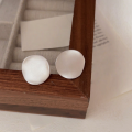 wholesale 925 Sterling Silver Matte Frosted Geometric Round Stud Earrings for Women, New Ins Trendy Versatile Earrings-0-3