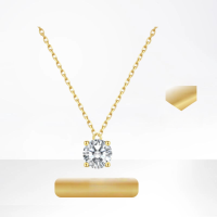 wholesale 14K Gold, Platinum, Lab-Grown Diamond 05 Carat Round Single Diamond Collarbone Chain-14k gold cultured diamond necklace