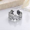 wholesale S925 Sterling Silver Korean-style Creative Gingerbread House Cute Trendy Adjustable Open Ring-0-2