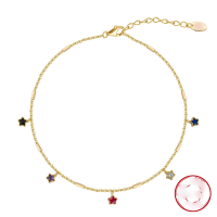 wholesale S925 Sterling Silver Colored Zircon Anklet, Versatile Women's Anklet, Beach Anklet Wholesale-Platinum 925 Silver