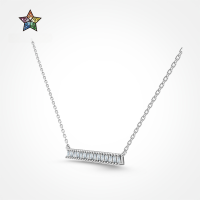 wholesale S925 Sterling Silver Cross-Border Japanese and Korean Women's Exquisite Ladder Square Row of Zircon Pendant Designer Sense Light Luxury Collarbone Necklace-DY190895-SG-WH 925 silver
