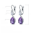 wholesale S925 Silver Natural Amethyst Gemstone Elegant Earrings, European and American Fashion Colored Crystal Stone Ear Jewelry-0-0