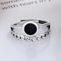 wholesale S925 Sterling Silver Korean-style Fashion Creative Double Layer Hollow Roman Numeral Dial Enamel Index Finger Open Adjustable Ring-0-1