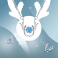 wholesale S925 Sterling Silver Maker's "Deer in Love" Dynamic Necklace for Women, Luxuriously Fashionable and Unique with a Movable Antler Pendant-0-1