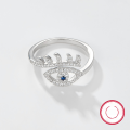 wholesale S925 sterling silver European and American jewelry Evil Eye set, elegant and high-end women's ring, versatile and niche necklace-0-5