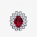 wholesale S925 Sterling Silver 5ct 12*15 Oval Cultured Ruby/Sapphire Ring for Women, European and American Luxury Style, New Collection by Shipei Jewelry-0-0
