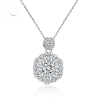 wholesale S925 Sterling Silver 60 Floral Necklace for Women, Small and Exquisite Chinese Style Pendant, Versatile Collarbone Accessory-N241 Flower Necklace 925 Silver