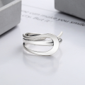wholesale S925 Sterling Silver Line Circle Irregular Geometric Ring, Trendy and Versatile Index Finger Ring for Women-0-3